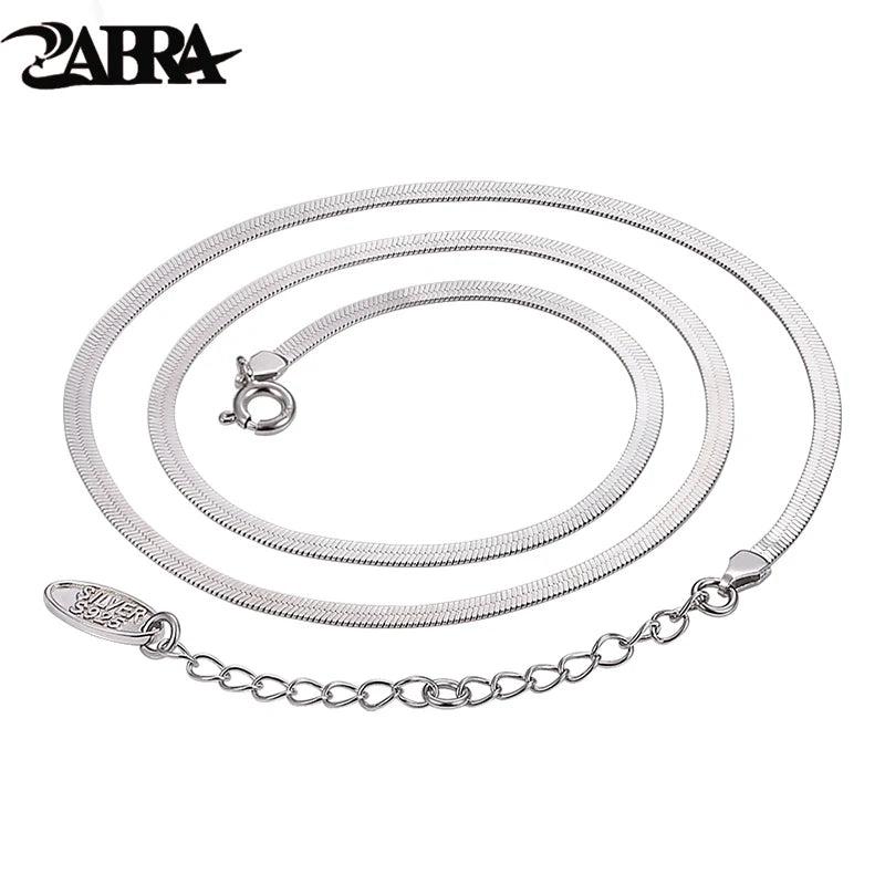 S925 Sterling Silver Necklace Platinum Blade Chain Flat Snake Bone Chain