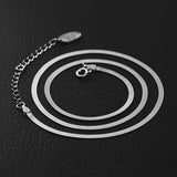 S925 Sterling Silver Necklace Platinum Blade Chain Flat Snake Bone Chain
