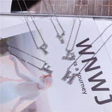 Zircon Alphabet Letter Necklace Sparkling 925 Sterling Silver Women Pendant