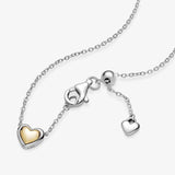 Golden Heart Collier Necklace 925 Sterling Silver Chain Jewelry
