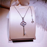 Solid Silver Love Key Necklace for Women