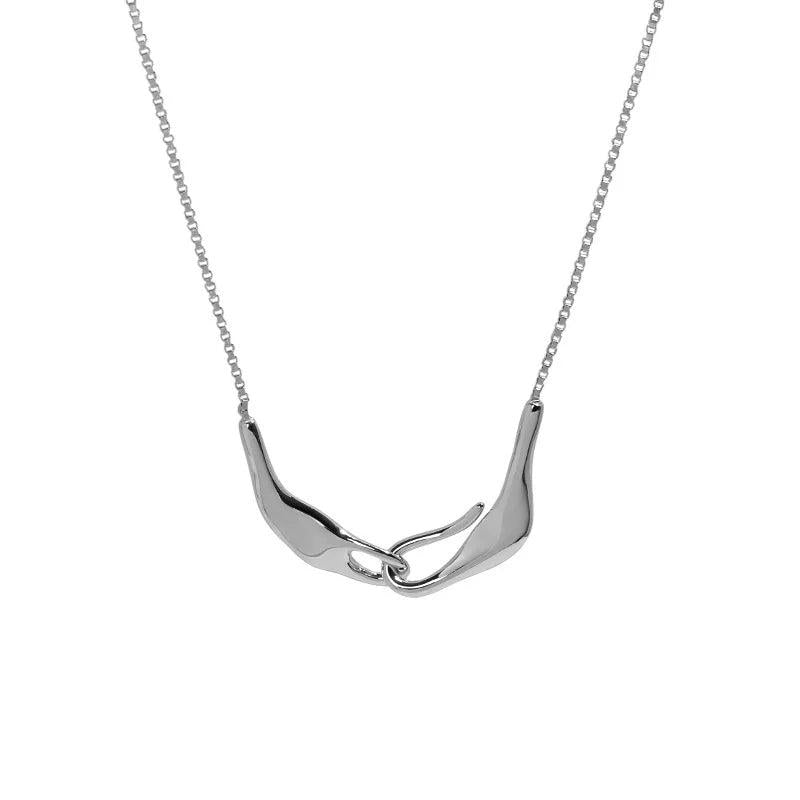 Silver Double Circle Pendant Necklace for Women
