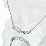 Silver Double Circle Pendant Necklace for Women