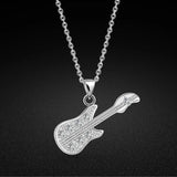 925 Silver Guitar Pendant Choker for Women