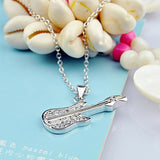 925 Silver Guitar Pendant Choker for Women