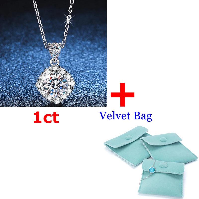 Square D Moissanite Pendant Necklace 100% S925 Sterling Silver