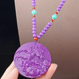 Purple Phosphosiderite Pendant Necklace Phoenix Bird Flower AAAAAA