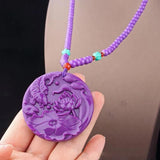 Purple Phosphosiderite Pendant Necklace Phoenix Bird Flower AAAAAA