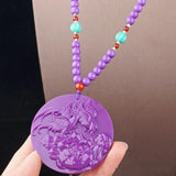 Purple Phosphosiderite Pendant Necklace Phoenix Bird Flower AAAAAA
