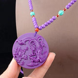 Purple Phosphosiderite Pendant Necklace Phoenix Bird Flower AAAAAA