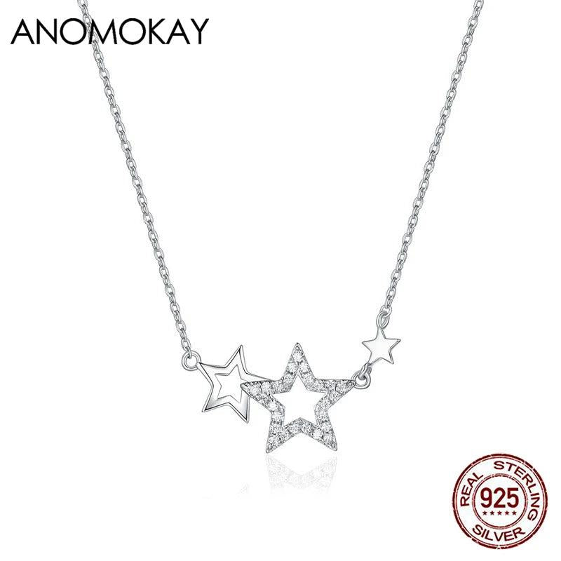 Sparkling Zircon Star 925 Silver Necklace for Women