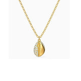 Crystal Chain Necklace with Pave Pendant Shell Charm