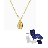 Crystal Chain Necklace with Pave Pendant Shell Charm