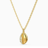Crystal Chain Necklace with Pave Pendant Shell Charm