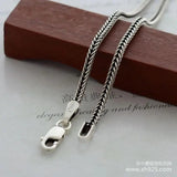 925 Silver Necklace, 1.6mm Snake Chain Bone Fox Tails, 55cm