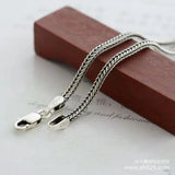 925 Silver Necklace, 1.6mm Snake Chain Bone Fox Tails, 55cm