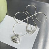 925 Silver Shell Pendant Necklace Bohemian Beach Collar Jewelry