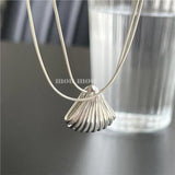 925 Silver Shell Pendant Necklace Bohemian Beach Collar Jewelry