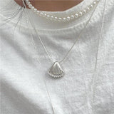925 Silver Shell Pendant Necklace Bohemian Beach Collar Jewelry