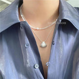 925 Silver Shell Pendant Necklace Bohemian Beach Collar Jewelry