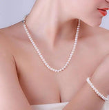 5-6mm AA Flat Freshwater Pearl Necklace & Bracelet Set