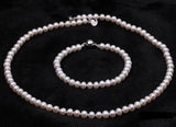 5-6mm AA Flat Freshwater Pearl Necklace & Bracelet Set