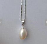 9x12mm Rice Freshwater Pearl Silver Necklace for Women