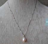 9x12mm Rice Freshwater Pearl Silver Necklace for Women