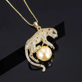 Golden Shell Beads Pendant Leopard Necklace Jewelry