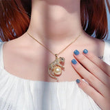 Golden Shell Beads Pendant Leopard Necklace Jewelry