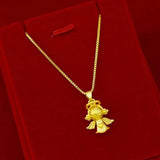 Gold-Plated Frosted Angel Necklace Pendant for Women