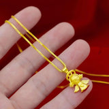 Gold-Plated Frosted Angel Necklace Pendant for Women