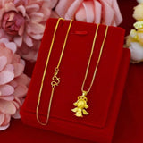 Gold-Plated Frosted Angel Necklace Pendant for Women