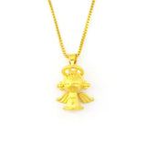 Gold-Plated Frosted Angel Necklace Pendant for Women