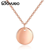 Rose Sterling Silver Circle Pendant Necklace European Button Charms Chains