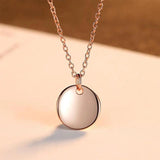 Rose Sterling Silver Circle Pendant Necklace European Button Charms Chains