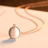 Rose Sterling Silver Circle Pendant Necklace European Button Charms Chains