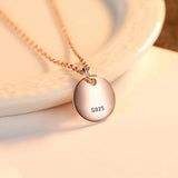 Rose Sterling Silver Circle Pendant Necklace European Button Charms Chains