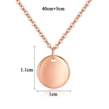 Rose Sterling Silver Circle Pendant Necklace European Button Charms Chains