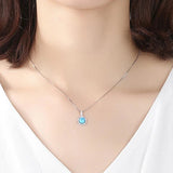 Antique Lady 925 Silver Opal Wedding Jewelry Round Pendant Necklace VA295