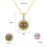 Antique Lady 925 Silver Opal Wedding Jewelry Round Pendant Necklace VA295