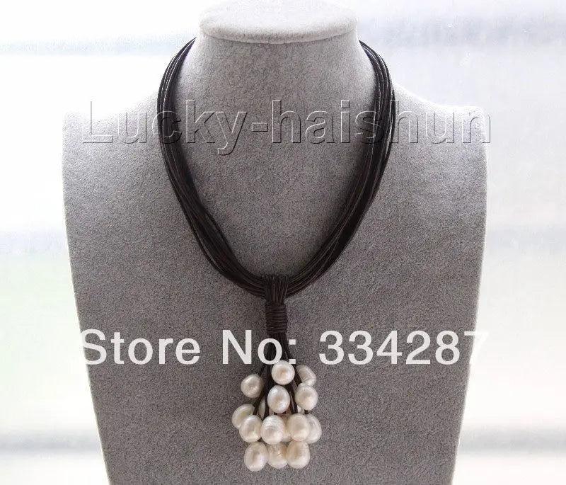 15mm Wine Red Pearl Leather Necklace with Magnet Clasp