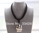 15mm Wine Red Pearl Leather Necklace with Magnet Clasp