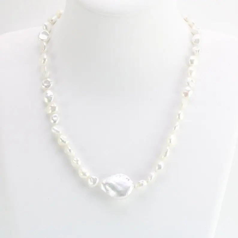 Real Baroque Pearl Necklace 8mm Beads Freshwater Pearl Jewelry