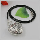Big Size Silver Heart Leather Necklace