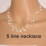 Chunky Pearl Necklace, Multi Strand Freshwater Pearl Necklace