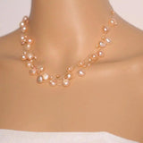 Chunky Pearl Necklace, Multi Strand Freshwater Pearl Necklace