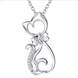 S925 Sterling Silver Butterfly Cat Necklace Clavicle Chain