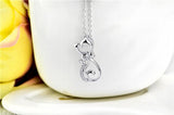 S925 Sterling Silver Butterfly Cat Necklace Clavicle Chain