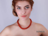 Red Agate 12mm Round Necklace for Women